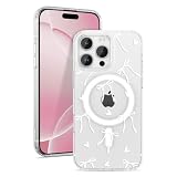 ZTOFERA Magnetisches Hülle für iPhone 16 Pro Max (6.9"), Ästhetische Transparente Handyhülle Cute Schleife & Liebe Herz Muster Weiche TPU Stoßfest Schutzhülle, Weiß Herz