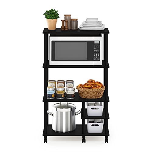 Furinno Turn-N-Tube 4-Tier Toolless Kitchen Storage Shelf Cart, Americano/Black - image 4