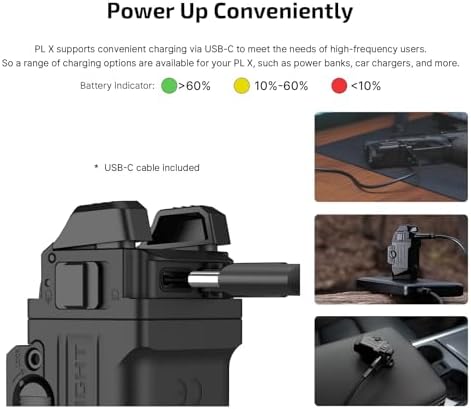 OLIGHT PL X Tactical Flashlight Rechargeable USB-C Dual Beams Strobe Combo 22,500 Candelas Spotlight and 1,200 Lumens Floodlight Adjustable & Reversible Lugs, for 1913 / GL Rail Mount (Matte Black) - 3