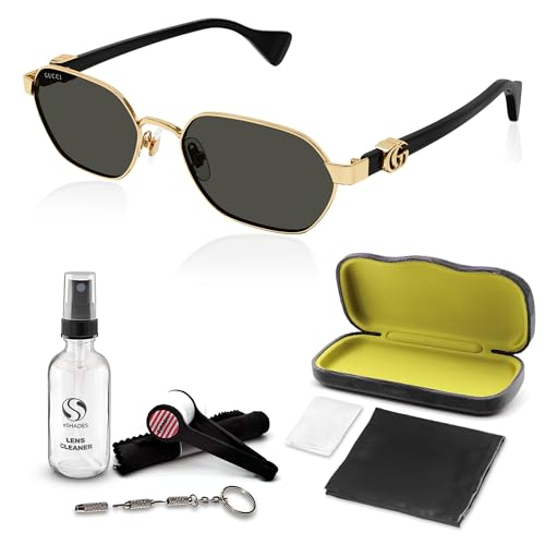 Gucci GG1593S Running Logo Hexagonal Shape Sunglasses - Eyewear with eSHADES Kit - Embrace Sophistication and Elegance