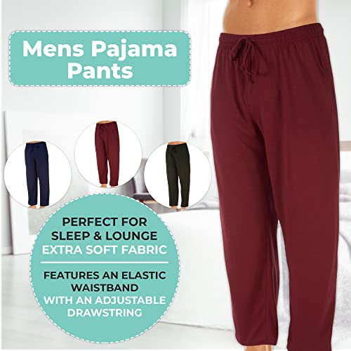 Daresay Men's Lounge Pants- Soft Cotton Jersey Knit Lounge Bottoms, Mens Pajama Pants With 2 Deep Side Pockets, 3-Pack #TOP1
