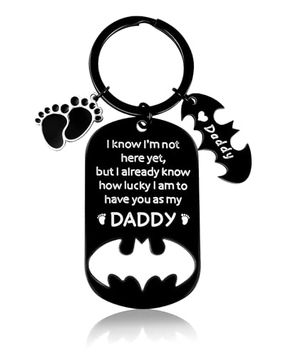 Image of Father Keychain, Batman Keychains for New Dad Step Dad Grandpa Son, Fathers Day Birthday Gift for Daddy from Daughter