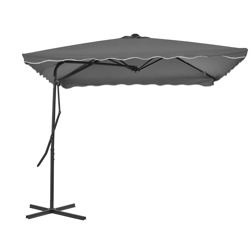 Generisch Parasol ogrodowy ze stalowym masztem, 250 x 250 cm, zielony, odporny na promieniowanie UV poliester, obracany o 360 stopni, stabilny stojak i 4 żebra zapewniają trwałość w ogrodzie.
