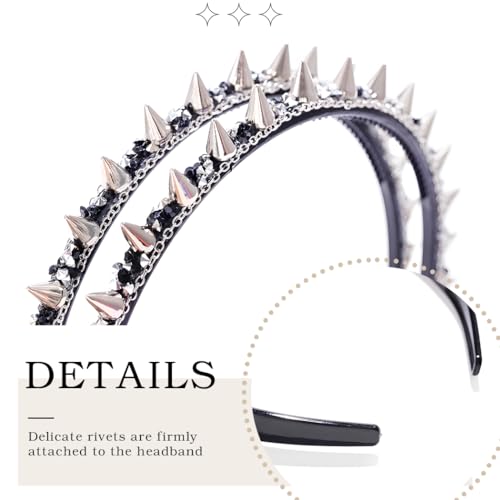 Generic Black Spiked Headband Punk Gothic Spiky Rivet Headbands For Women Rock Headwear Hair Hoop For Costume Party Accessories thumb #4