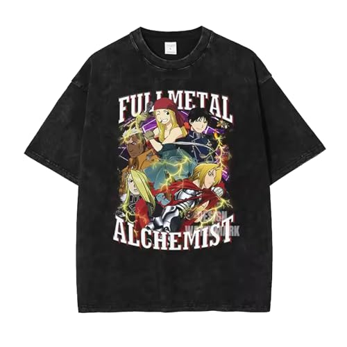 Anime Fullmetal Edward Elric Alquimista Lavado Camiseta para Hombres Mujeres Roy...