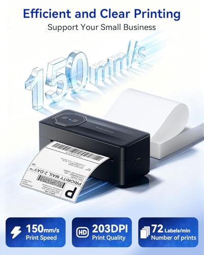 Image of TATTMUSE Bluetooth Thermal Shipping Label Printer, A646 Wireless 4x6 Label Printer for Small Business and Shipping Packages, Compatible with iPhone Android Windows Mac, Amazon, USPS, UPS,Black