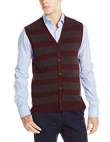 Haggar Men's Jacquard Horizontal Stripe Button-Front Vest