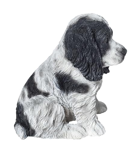 Estatua de Cocker Spaniel Blanco y Negro miniatura 6