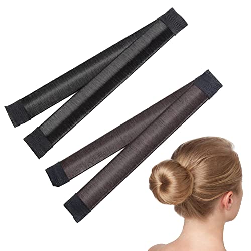 Hair Bun Maker, Hair Bun Styling, Moño Magico, Donas Para El Cabello, Accesorios para Bandas Para el Cabello, Moño de Pelo Mágico French Twist, Para Mujeres Niñas Hacer Moños Pelo, 2 PCS(Marrón+Negro)