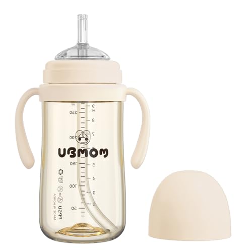 UBMOM No-Spill, Backflow Prevention Sippy Cup with Straw, PPSU Learner Cup with Handle for Baby and Toddlers, BPA Free, 9.47oz