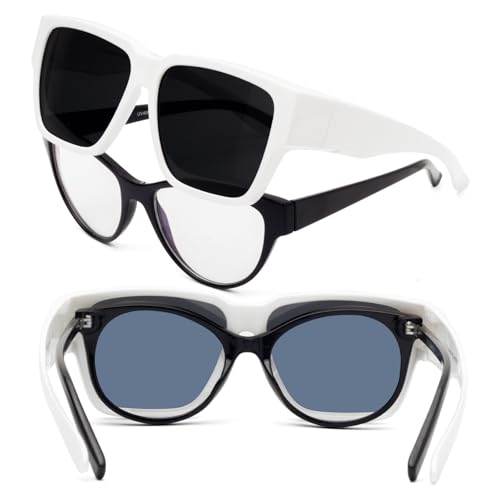Image of Face Shadow Polarized Over Glasses Sunglasses for Men Women, Lightweight Fit Over Square Sun Glasses UV400 Protection -C8