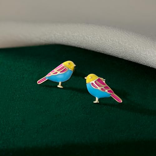 SLUYNZ Sterling Silver Little Bird Earrings Stud for Women Teens Colorful Small Bird Stud Earrings Small Pet Animal Earrings Enamel Stud Earrings4