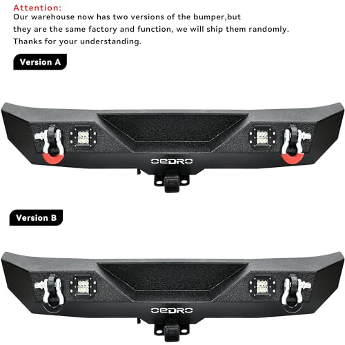 Image of OEDRO Rear Bumper w / 2 LED Lights Fits for 07-18 Jeep Wrangler JK 4Dr / 2Dr