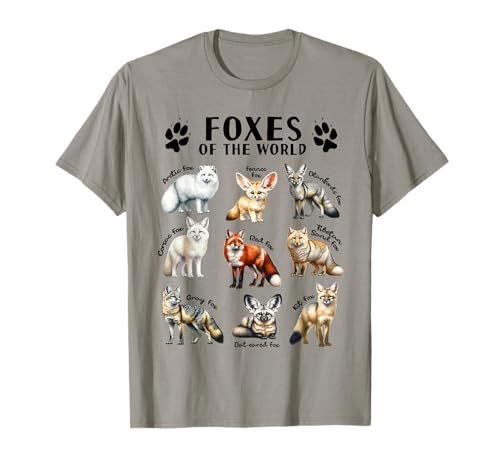 Foxes of The World Educational Collection Fox Types Animal T-Shirt