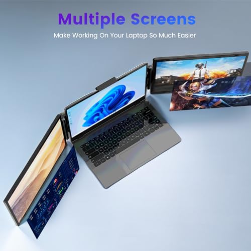Image of Azeyou 15.6 inch Triple Laptop Screen Extender - FHD 1080P Portable Monitor & Gaming Monitor, USB-C /HDMI Plug & Play Second External Monitor for 14 inch-17 inch Laptops, PC, Mac, Phone