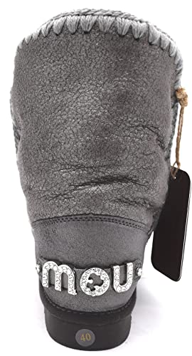 Mou Eskimo 24 bottes blanches avec logo strass et coutures crochet