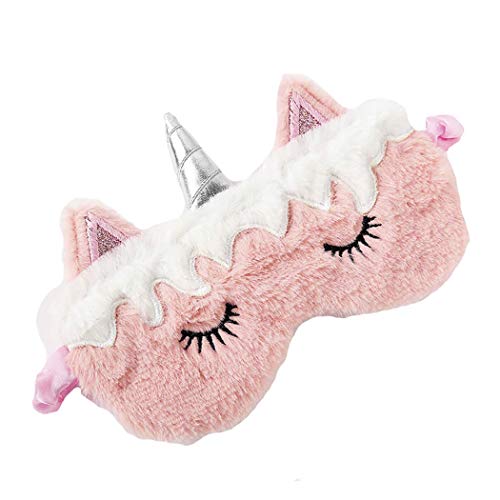 FORLADY masque de sommeil dames licorne masque en peluche dessin animé ombrelle parasol ombre à paupières enfants adultes en peluche Cover