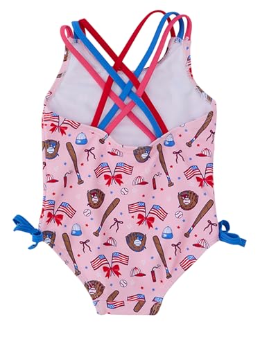 Image of RuffleButts Girls UPF50+ Sun Protection Tie Shoulder /Cross Back One Piece Swimsuit