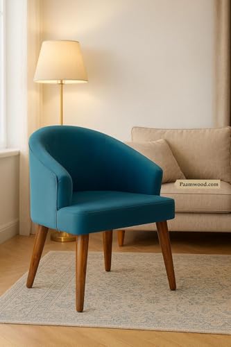 Image of Upholstery Barrel Arm Chair with Soft Serenity Suede Fabric for Dining Room, Living Room, Bedroom, Cafe, or Restaurant with Comfortable & Stylish | Sea Blue Set of 6