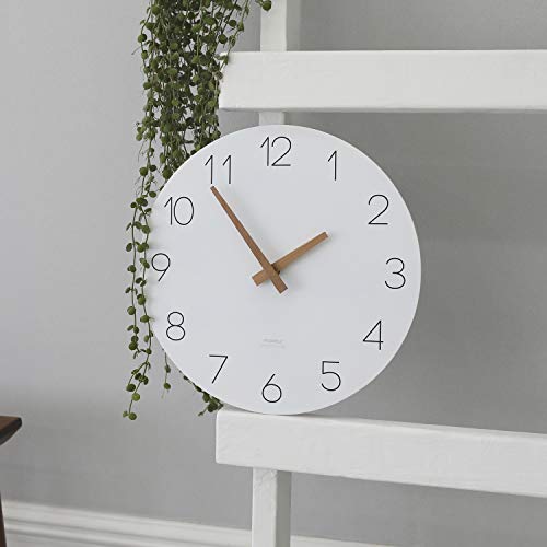 Image of mooas Flatwood Wall Clock, 12 inch Analog Wall Clock, Silent Non-Ticking | Modern Wall Clocks Battery Operated for Office, Home, Bathroom, Kitchen, Bedroom, School, Living Room