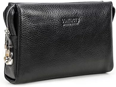 Contacts Clutch Purse Bag Leather for Men Anti Theft Wristlet Handbag Wallet Multiple Compartments Card Phone Holder Travel Bag