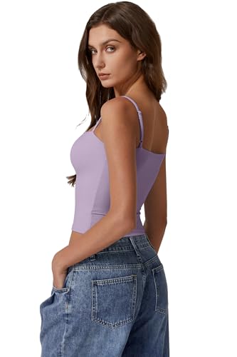 Image of QINSEN Women's Double Lined Basic Tank Top Adjustable Spaghetti Straps Sleeveless Camisole Shirts