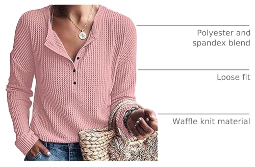 Image of MOLERANI Womens Long Sleeve Waffle Knit Henley Shirts Tunic Tops