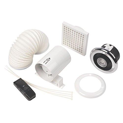 Manrose In-Line LED Shower Light Fan Kit Bright Chrome mm