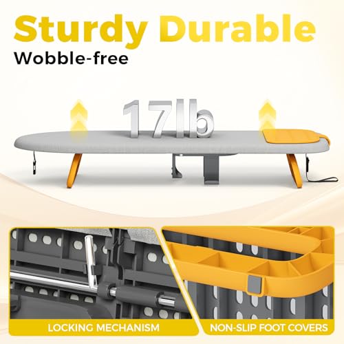 KINGBOARD Tabletop Ironing Board, Small Ironing Board with Iron Holder, Foldable Mini Iron Board, Easy Storage for Travel & Dorm, 12x32 Grey - Image 7