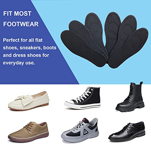 Image of Black Leather Insoles for Men Thin Soles Replacement Nonslip Shoe Pads Shoes Inserts Comfortable Cushioning Carbon Odor Eater (3 Pairs / Mens US 11), 3 Pairs /Mens 11 M US
