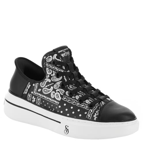 Baskets Mains Libres Skechers Snoop Dogg Snoop One pour Femme en Noir et Blanc Taille 37