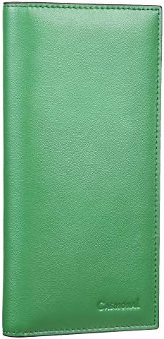 CASMONAL Vegan Leather Checkbook Cover For Men & Women Checkbook Holder Wallet RFID Blocking(Green)