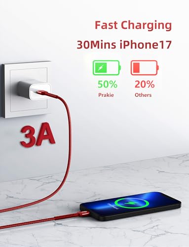 Image of USB C Cable 10FT, 2Pack USB A to USB C Charger Cable, Type C Cable 3A Fast Charging Upgraded Extra Durable Braided USBC Cord Compatible with iPhone 17 /16 15 Pro Max /Samsung Galaxy S23 and More-Red
