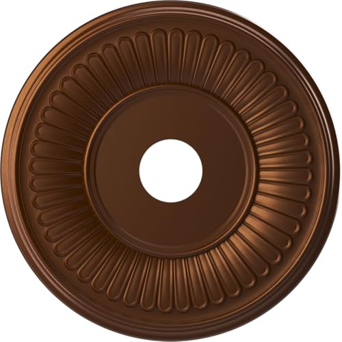 Image of Ekena Millwork CMP19BECDC Berkshire Thermoformed PVC Ceiling Medallion (Fits Canopies up to 8 3 /8 inch), 19 inchOD x 3 1 /2 inchID x 1 inchP, Metallic Dark Copper