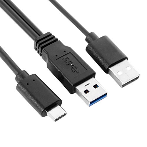 chenyang UC-125 Type-C USB-C to USB 3.0 Male & USB 2.0 Dual Data Y Cable for Laptop & Hard Disk 60cm, Black USB3.0 - Image 3