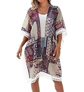 BB&KK Kimonos for Women Swimsuit Coverups Long Beach Cover Up Floral Swimwear Summer Cardigan Boh...
