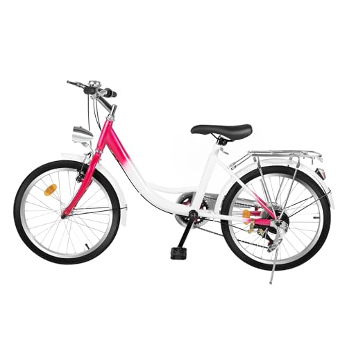 WFIETN Bicicleta de 20 pulgadas de 6 velocidades para niños y niñas, bicicleta para niños de 20 pulgadas para niñas de preensamblaje rosa, velocidad y altura ajustables para personas con una altura de