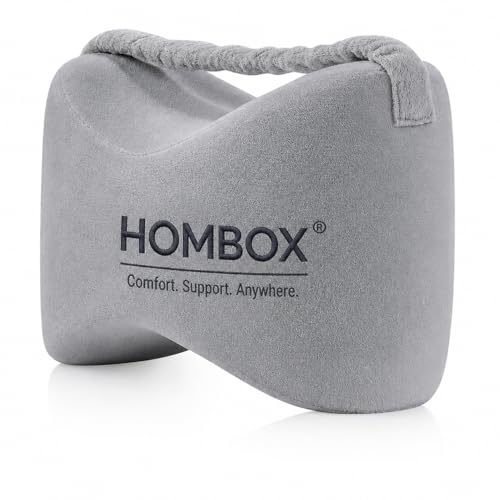 Image of HOMBOX Memory Foam Knee Pillow for Sleeping, Side Sleeper, Sciatica Pain Relief, Knee Joints, Pregnancy, HIPS and Legs Pain, Leg Cushion with Washable Cover, Grey Pack of 1