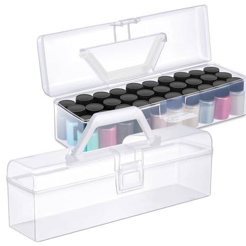 Image of MotiMind 2 Pcs Acrylic Paint Organizer Mica Powder Storage Case Pigment Powder Organizer for 0. 35 Oz /10g Mica Bottles, Holds up to 30 Bottles for Model Paints, Nail Polish & Craft Supplies Holder