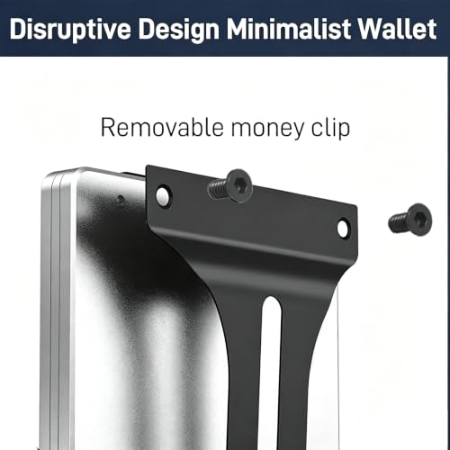 Image of Minimalist Carbon Fiber Wallet for Men, Money Clip Cash Strap Wallet, RFID Blocking Metal Wallet Aluminum Card Holder,Front Pocket Wallet(Matte Silver)
