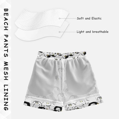 Boys Swim Trunks Quick Dry Beach Board Shorts Toddler Penguin Swimsuit Bathing Suits with Mesh Lining4