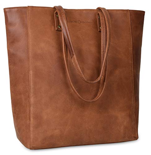 Antonio Valeria Ava Cognac Premium Leather Tote/Top Handle Shoulder Bag For Women #TOP4