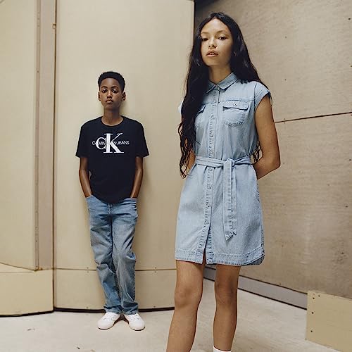 Calvin Klein Girls' Short Sleeve Lightweight Chambray Denim Shirt Dress3