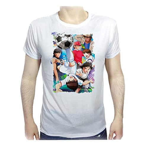 MERCHANDMANIA Camiseta Tacto ALGODÓN A3 Oliver y Benji Capitan Tsubasa Cotton Touch Tshirt.