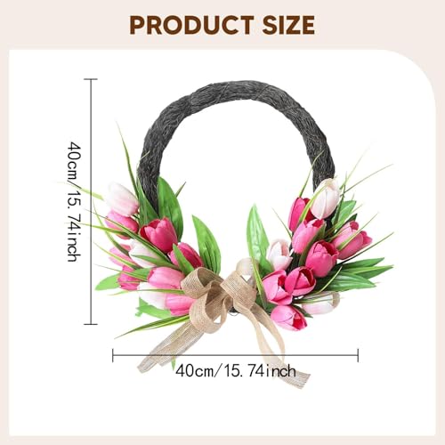 Yetuow 玄関ドア用人工リース、高さ15.75インチ、ホームデコレーション、バレンタインデー、記念日、その他の特別な機会に。, Style A [3]