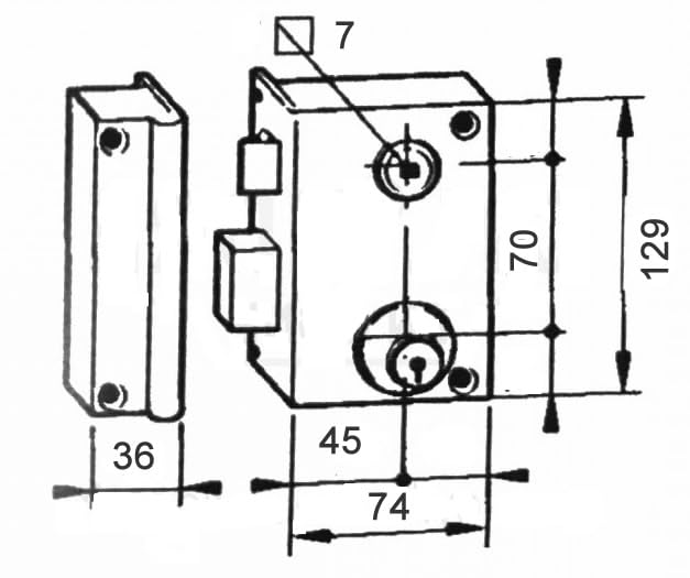 Serrure en applique Bricard monopoint verticale à fouillot Ouvrant Gauche 35 mm Pour grilles et portails