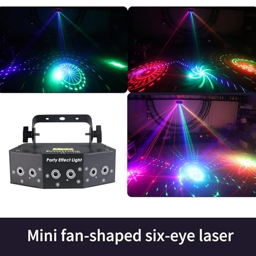 Image of Disco Party Lights,Dj Laser Lights RGB Sound Activated,Master-Slave Scan Light Projector by DMX512 Ctrol,Indoor Dance Pattern Stage - for Birthday Light Shows Clubs Bars (6 Hole)