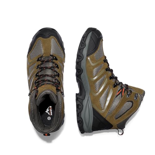 NORTIV 8 Men's Ankle High Waterproof Hiking Boots Outdoor Lightweight Shoes Trekking Trails Armadillo,Size 12,Olive-Suede,160448_M
