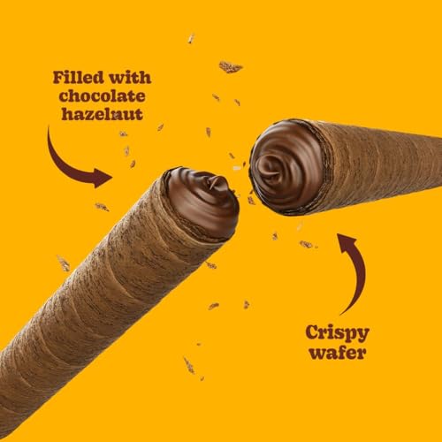 Image of Bauducco Wafer Rolls, Crispy Chocolate Wafer Rolls Filled with Creamy Hazelnut, 14.1 oz (Pack of 1)