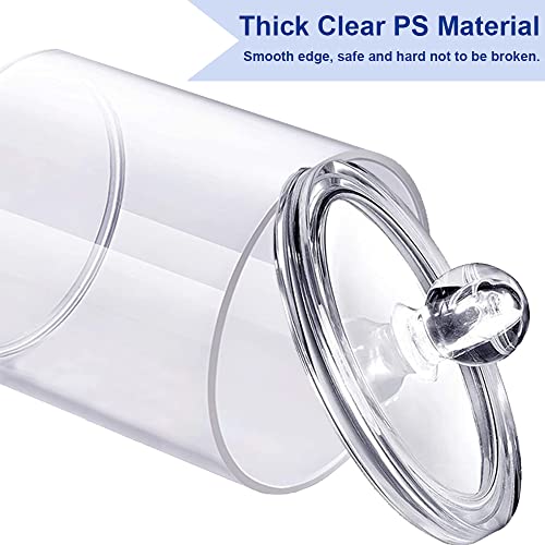 Wellinc Qtip Holder Dispenser For Cotton Ball, Cotton Swab, Cotton Round Pads, Floss - 10 Oz Clear Plastic Apothecary Jar Set For Bathroom Canister Storage Organization, Vanity Makeup Organizer #TOP4